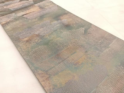 平和屋着物◎六通柄袋帯　柴垣文　金銀糸　引箔　正絹　逸品　未使用　BAAU8811yc