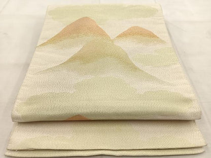 平和屋着物◎六通柄袋帯　綴れ　遠山文　金糸　正絹　逸品　BAAU8825yc