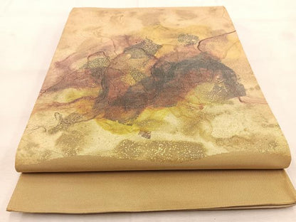 平和屋着物◎太鼓柄袋帯 抽象文様 金糸 正絹 逸品 BAAU8819yc