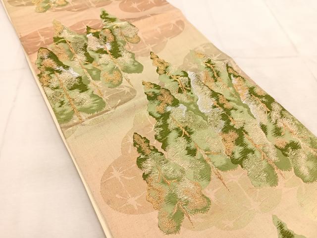 平和屋着物◎六通柄袋帯　樹林文　金銀糸　正絹　逸品　BAAU8854yc