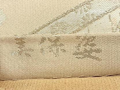 平和屋着物◎西陣　美保姿　染色図案家　橋閑歩　両面　全通柄袋帯　屏風花鳥文　銀糸　正絹　逸品　BAAU8853yc