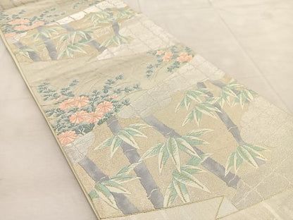 平和屋着物◎六通柄袋帯　唐織　草花文　金銀糸　正絹　逸品　BAAU8916yc