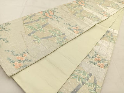 平和屋着物◎六通柄袋帯　唐織　草花文　金銀糸　正絹　逸品　BAAU8916yc