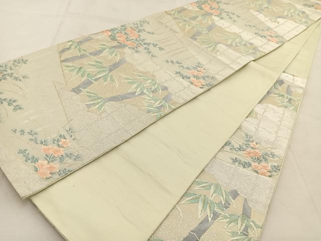 平和屋着物◎六通柄袋帯　唐織　草花文　金銀糸　正絹　逸品　BAAU8916yc