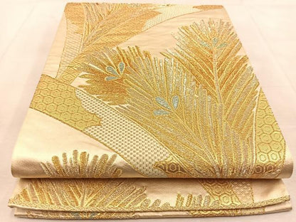 平和屋着物◎六通柄袋帯　若松葉青海波　金銀糸　正絹　逸品　BAAU8961yc