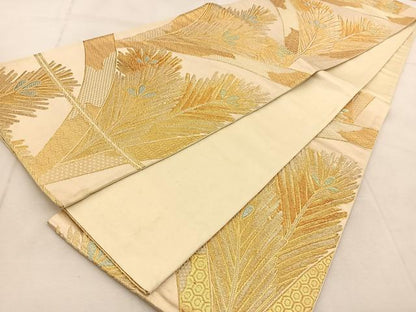 平和屋着物◎六通柄袋帯　若松葉青海波　金銀糸　正絹　逸品　BAAU8961yc