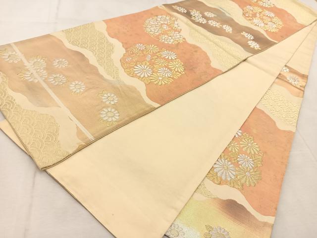平和屋着物◎六通柄袋帯　道長花丸文　金銀糸　引箔　正絹　逸品　BAAU9070yc