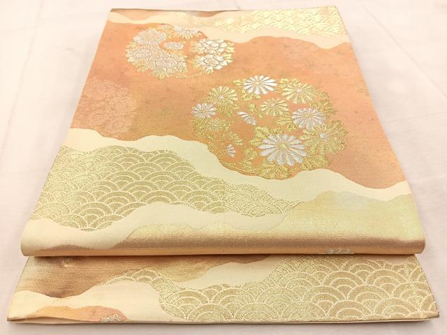 平和屋着物◎六通柄袋帯　道長花丸文　金銀糸　引箔　正絹　逸品　BAAU9070yc