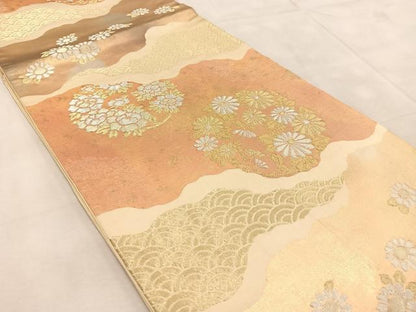 平和屋着物◎六通柄袋帯　道長花丸文　金銀糸　引箔　正絹　逸品　BAAU9070yc