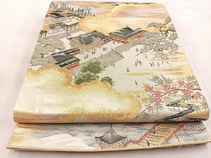 平和屋着物◎六通柄袋帯 東照宮遠望 金銀糸 正絹 逸品 BAAU9083yc