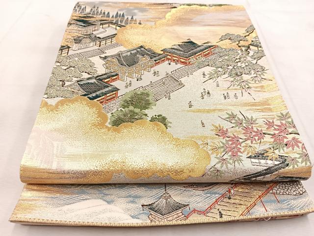 平和屋着物◎六通柄袋帯 東照宮遠望 金銀糸 正絹 逸品 BAAU9083yc