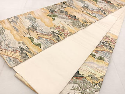 平和屋着物◎六通柄袋帯 東照宮遠望 金銀糸 正絹 逸品 BAAU9083yc