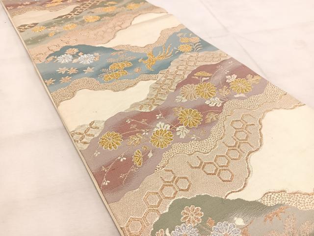 平和屋着物◎六通柄袋帯　鳳凰吉祥菊花文　金銀糸　正絹　逸品　BAAU9085yc