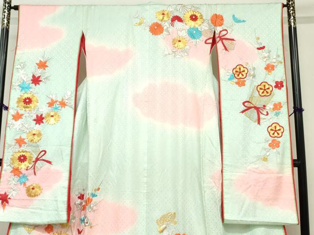 平和屋着物▼お引きずり・お引き摺り・引き振袖　和装 結婚式 舞妓 芸妓 芸者 衣装　駒刺繍　飾花文　暈し染め　金銀糸　逸品　DAAW2377zy