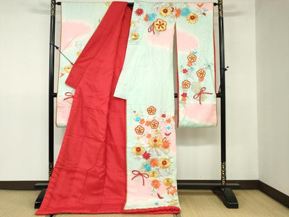 平和屋着物▼お引きずり・お引き摺り・引き振袖　和装 結婚式 舞妓 芸妓 芸者 衣装　駒刺繍　飾花文　暈し染め　金銀糸　逸品　DAAW2377zy
