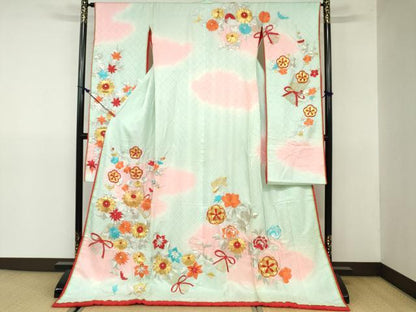 平和屋着物▼お引きずり・お引き摺り・引き振袖　和装 結婚式 舞妓 芸妓 芸者 衣装　駒刺繍　飾花文　暈し染め　金銀糸　逸品　DAAW2377zy
