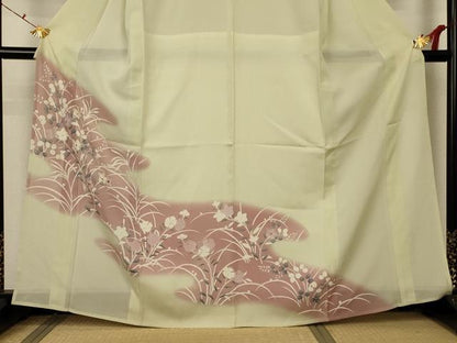 平和屋着物＊夏物 訪問着 絽 草花芝文 銀糸 正絹 逸品 AABA9347jd