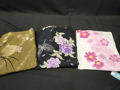 平和屋本店■浴衣 まとめて 3点 蝶 蜻蛉 花柄 ラメ など 着用可能多数 未使用品あり ppp2666 km