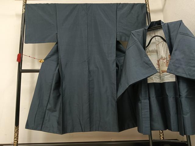 平和屋着物●男性 本場村山大島紬 アンサンブル 亀甲文様 正絹 逸品 AABB0409ph