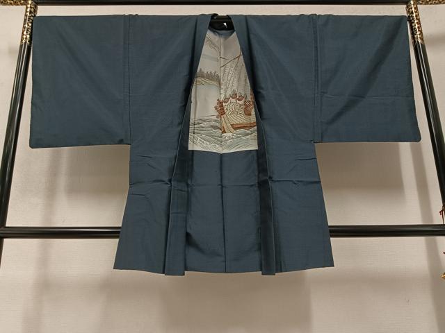 平和屋着物●男性 本場村山大島紬 アンサンブル 亀甲文様 正絹 逸品 AABB0409ph