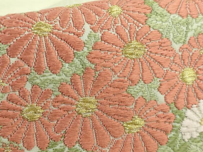 平和屋着物●極上 山口美術織物 皇室 伊勢神宮御用 西陣織 太鼓柄袋帯 唐織 薫苑菊陽文 金糸 冊子付き 逸品 DZAB0084kh5