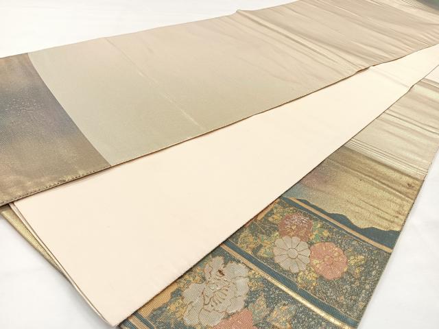 平和屋着物◎太鼓柄袋帯　螺鈿箔　短冊飛鶴花文　正絹　逸品　CAAX2975id