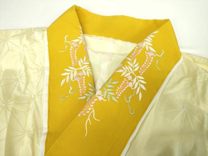 平和屋着物●上質な長襦袢 無双仕立て 半衿刺繍 麻の葉地紋 正絹 逸品 DAAX4318ps