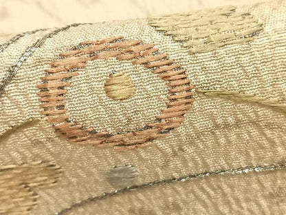 平和屋着物▽訪問着　単衣　お召地　刺繍　草花文　銀糸　正絹　逸品　AABA7685fy