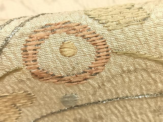 平和屋着物▽訪問着　単衣　お召地　刺繍　草花文　銀糸　正絹　逸品　AABA7685fy