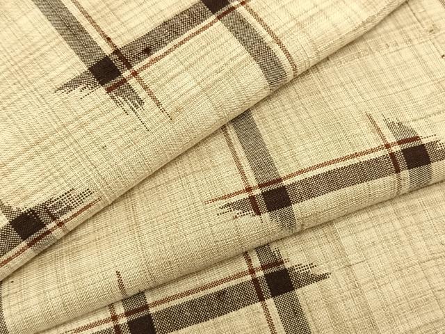 平和屋着物▽上質な紬 単衣 変わり縞 正絹 逸品 AABA7676fy