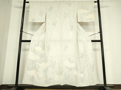 平和屋着物▽訪問着　単衣　絞り　雲取り草葉文　手描き　正絹　逸品　DAAV5901az