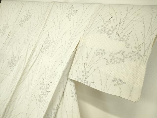 平和屋着物▽訪問着　単衣　絞り　雲取り草葉文　手描き　正絹　逸品　DAAV5901az