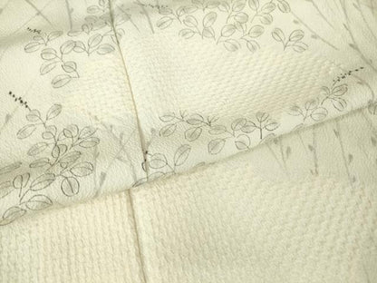 平和屋着物▽訪問着　単衣　絞り　雲取り草葉文　手描き　正絹　逸品　DAAV5901az