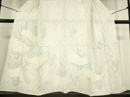 平和屋着物▽訪問着　単衣　絞り　雲取り草葉文　手描き　正絹　逸品　DAAV5901az