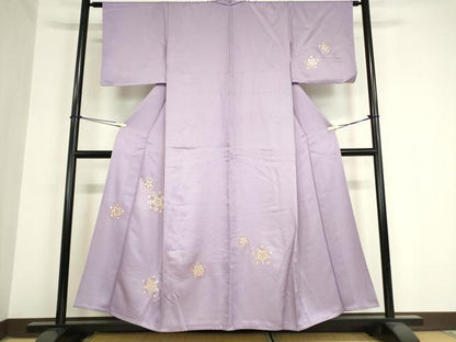 平和屋着物▽訪問着 単衣 駒刺繍 竹屋町刺繍 舞花文 金糸 正絹 逸品 DAAV5908az