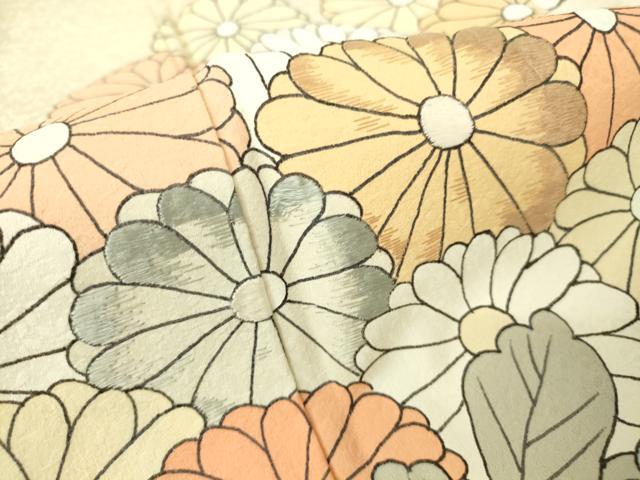 平和屋着物▽訪問着 単衣 刺繍 菊尽くし 正絹 逸品 DAAV5938az