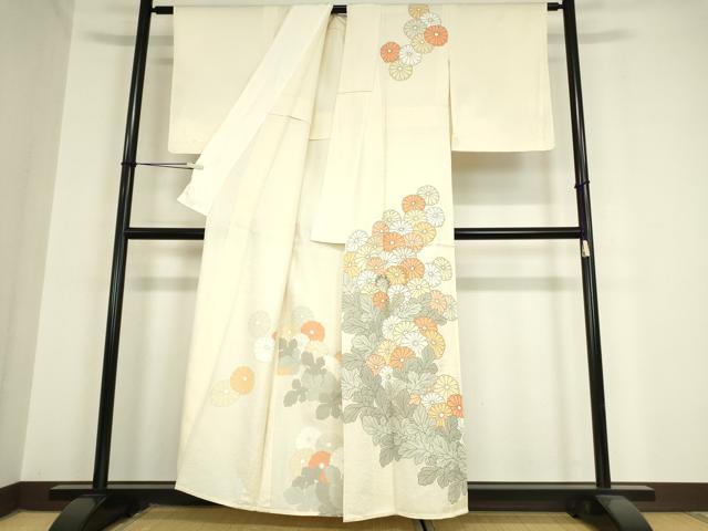 平和屋着物▽訪問着 単衣 刺繍 菊尽くし 正絹 逸品 DAAV5938az