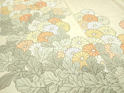 平和屋着物▽訪問着 単衣 刺繍 菊尽くし 正絹 逸品 DAAV5938az