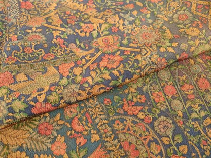 平和屋着物▽上質な小紋 単衣 更紗花鳥文 鬼しぼ縮緬 正絹 逸品 未使用 DAAV5941az