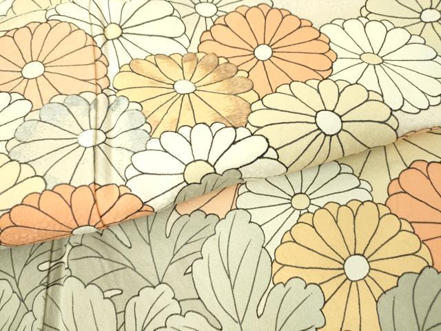 平和屋着物▽訪問着 単衣 刺繍 菊尽くし 正絹 逸品 DAAV5938az
