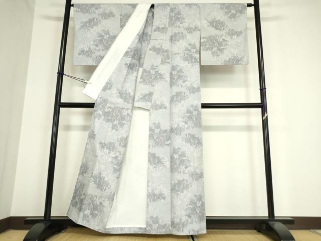 平和屋着物▽上質な紬 単衣 樹林文 正絹 逸品 DAAV5956az