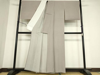 平和屋着物▽上質な小紋 単衣 縞 正絹 逸品 DAAV5951az