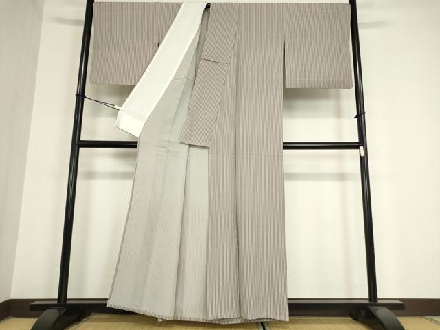 平和屋着物▽上質な小紋 単衣 縞 正絹 逸品 DAAV5951az