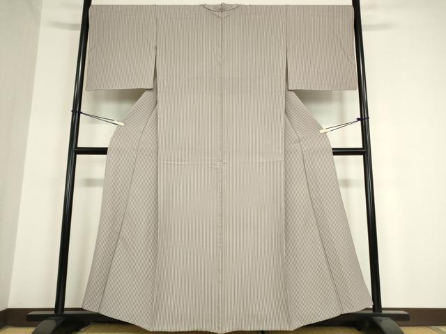平和屋着物▽上質な小紋 単衣 縞 正絹 逸品 DAAV5951az