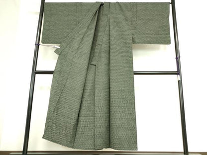 平和屋着物▽男性 紬 単衣 亀甲柄 正絹 逸品 DAAV5959az