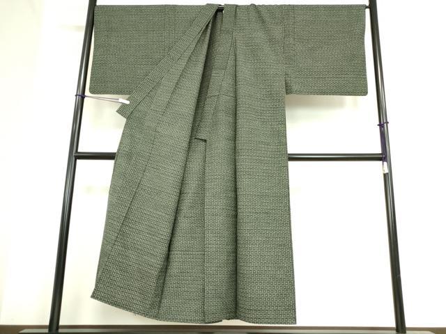 平和屋着物▽男性 紬 単衣 亀甲柄 正絹 逸品 DAAV5959az