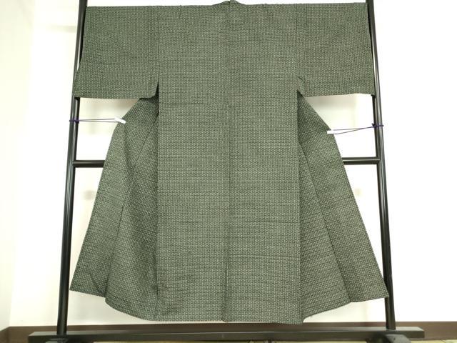 平和屋着物▽男性 紬 単衣 亀甲柄 正絹 逸品 DAAV5959az
