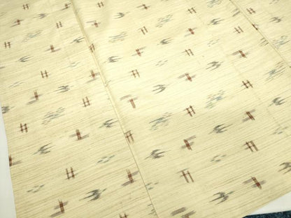 平和屋着物▽上質な紬 単衣 燕絣 正絹 逸品 DAAV5958az