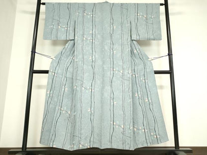 平和屋着物▽上質な小紋 単衣 ふくれ織 枝花文 正絹 逸品 DAAV5975az