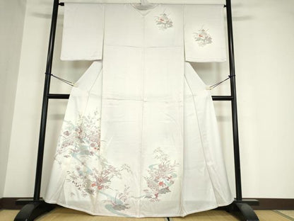 平和屋着物▽訪問着 単衣 流水花文 正絹 逸品 未使用 DAAV5979az
